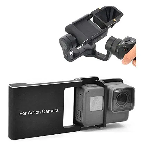 Kingwon Adattatore Action Camera compatibile con GoPro Hero 6/5/4/3 + per DJI OSMO Mobile 2 / Zhiyun Smooth 4, lega di alluminio