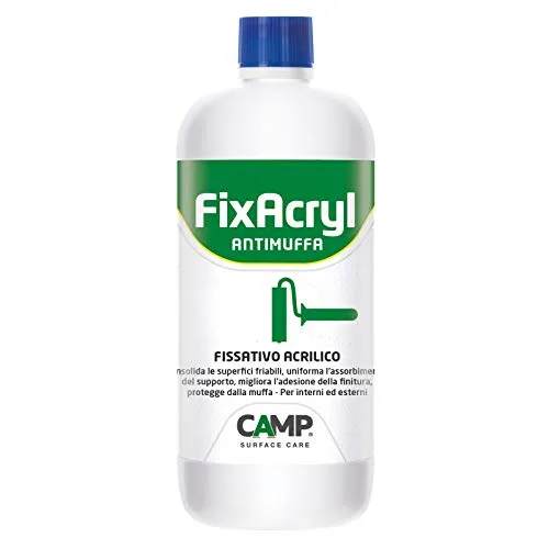 Camp FIXACRYL ANTIMUFFA, Fissativo 100% acrilico isolante anti-muffa, Previene la formazione della muffa, Per muri interni ed esterni, A base acqua