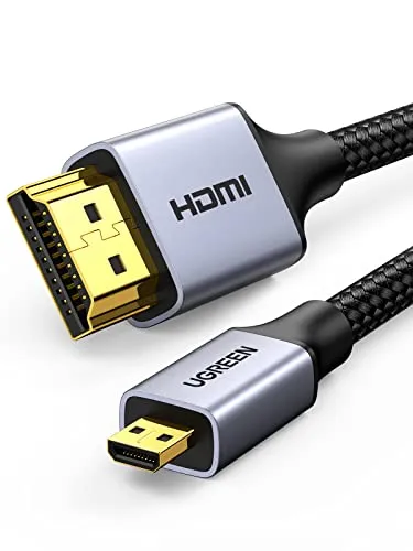UGREEN Cavo Micro HDMI a HDMI 3D 4K Compatibile con GoPro 7 6 7 Black, Canon, Nikon, Sony, Panasonic Fotocamere, Videocamera, Laptop con Micro HDMI