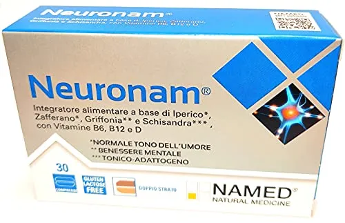 NAMED Neuronam 30 Compresse - Integratore Alimentare a Base di Iperico, Zafferano, Griffonia e Schisandra con Vitamine B6, B12 e D.
