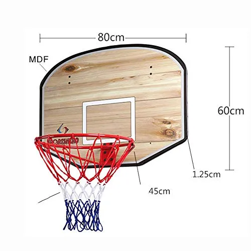 SONGYU Bambino Adulto Tavola da Basket Sospesa Dimensioni 80x60 Cm Canestro da Pallacanestro Diametro Anello Cestino 45cm con Viti Pompa E Rete Set di Giochi Sportivi