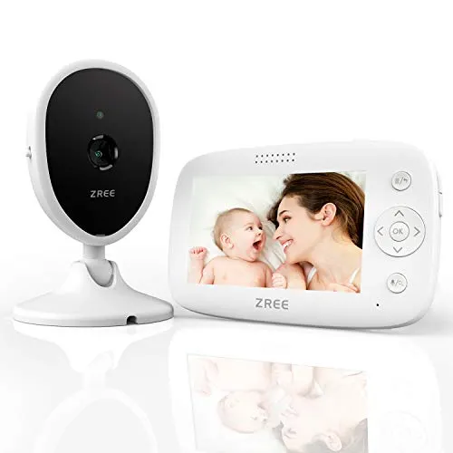 Baby Monitor Video, ZREE 4,3” Monitor Wireless Radioline Neonati con Video, Audio Telecamera con Citofono, LCD Digitale Videocamera, Audio Bidirezionale, Visione Notturna e Monitor Termico, 3200mAh
