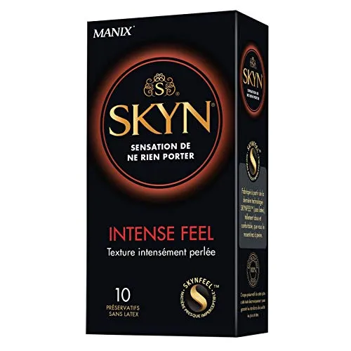 Manix Skyn Intense Feel, preservativo senza lattice testurizzato, con perle, 10 pezzi