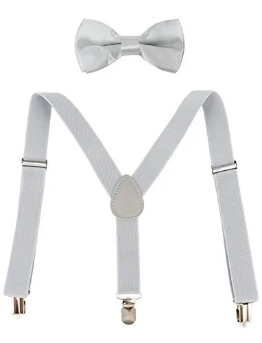 Ateid Bretelle Y e Papillon Set Regolabile per Bambini Grigio