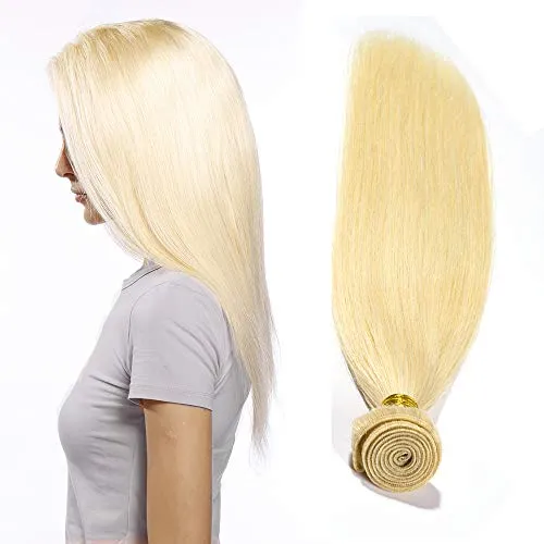 Tessitura Extension Bionde Capelli Veri Matassa 45cm Brazilian Virgin Remy Human Hair Lisci Biondi 100g #613 Biondo Chiarissimo