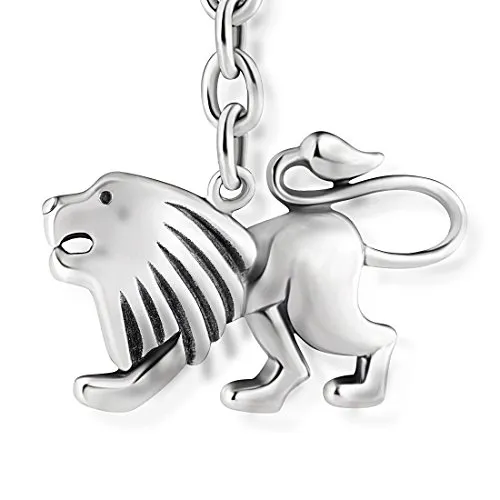 STERLL Uomo Portachiavi Segno Zodiacale Leone Argento Sterling 925 Ossidato Sacchetto per Gioielli Regali