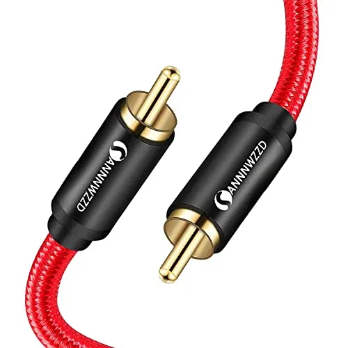 ANNNWZZD cavo RCA,Cavo Subwoofer Audio Coassiale,RCA Male a RCA Male Digitale Audio Coax Cable Supporta Amplificatori, Home Theater, Sistemi Hi-Fi (2M)