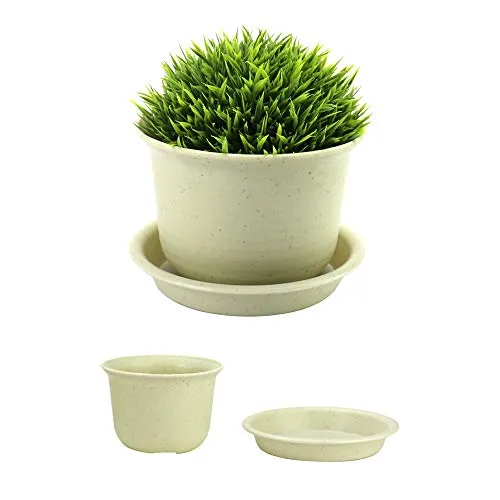 Vasi per piante in plastica - Set da 10 | Vasi e vassoi per bonsai | Vasi da fiori per interno ed esterno | Set di fioriere per piante da vivaio | Decorazioni per la casa | Pukkr (medio)