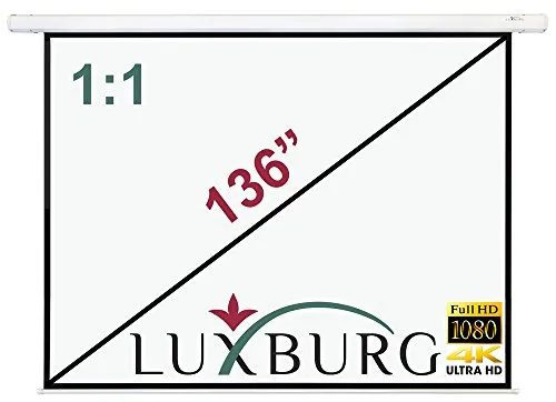 Luxburg® 345,4 cm Full HD 3D elettrico motorizzato schermo proiettore, proiezione – Schermo bianco opaco (619,8 x 619,8 cm cm 243,8 x 243,8 cm) da parete o soffitto – con telecomando