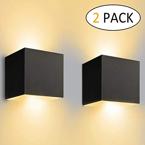 LEDMO 2 pezzi 12W Lampada da Parete per Interni/Esterno LED Moderno, Applique da Parete Muro in Alluminio Angolo,Lampada Muro su e Giù con angolo Regolabile Design IP65 Impermeabile 3000K Bianco Caldo