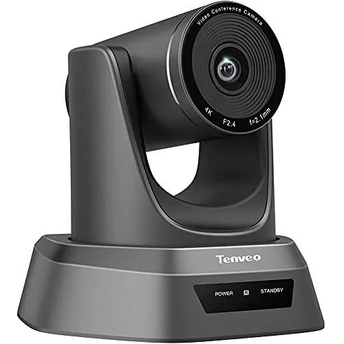 Tenveo Webcam 4K Videoconferenza,Conference Cam Grandangolare a 138° con USB per Videochiamate, Didattica Online e Giochi, Full HD Messa a Fuoco Automatica Webcam con Telecomando(Tevo-NV4K)