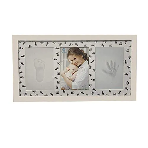 Cornice Impronta bambino Mani Piedi Idea Regalo Neonato Mamma Argilla Per Nascita Bimbi Kit Calco, Bianca in Legno Impronte Tavolo Parete Porta Foto Piede Bimbo Bambino Manina Piedino Bebè Piedini