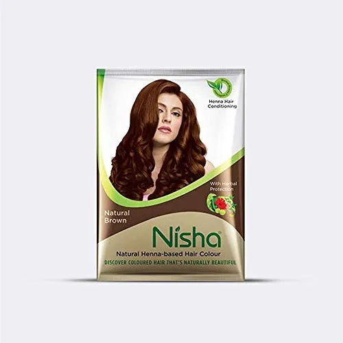 Nisha - Polvere di henné per capelli, colore naturale, 10 g, confezione da 10