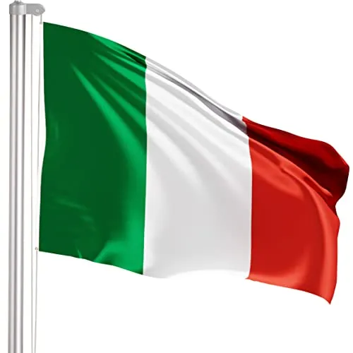Brubaker Asta in Alluminio per Bandiera Altezza 6,20 m - Incluso Bandiera Italia di 150 x 90 cm e piantone da interrare