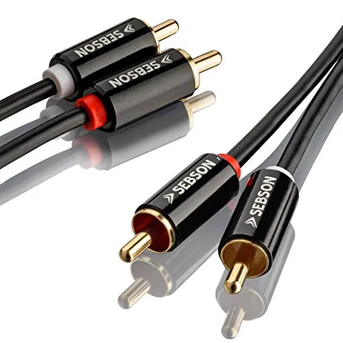 SEBSON Cavo Audio RCA 3m, 2 RCA Maschio a 2 RCA Maschio, rosso e bianco - Connettori RCA per Impianti Stereo, Amplificatori, Home Cinema e Sistemi HiFi