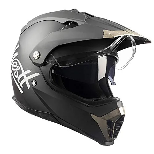 Westt® Cross · Casco Motocross Integrale Nero Opaco Doppia Visiera · Casco Moto Donna e Uomo Off Road Quad Enduro · Omologato ECE