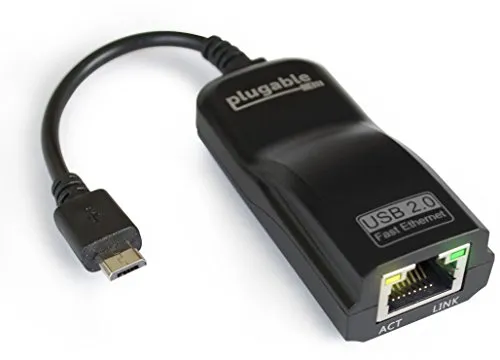 Plugable USB 2.0 OTG Micro-B a 100Mbps Fast Ethernet Compatibile con Windows Tablets, Raspberry Pi Zero e Alcuni dispositivi Android (chipset ASIX AX88772A)