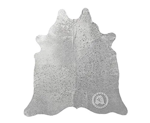 Tappeto in pelle di mucca Devoré metallizzato argento 210 x 180 cm - Pieles del Sol