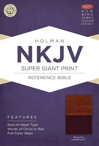 Holy Bible: New King James Version, Brown/Tan, LeatherTouch, Holman Super Giant Print Reference