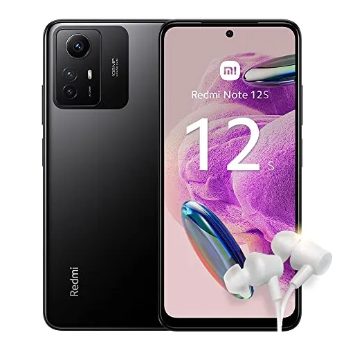 Xiaomi Redmi Note 12S + Earphone [6+128GB]: 4G Android Smartphone, NFC, 6.43" FHD+AMOLED DotDisplay, 108MP AI Triple Camera, 5000mAh Battery + 33W Fast Charging, Onyx Black (IT Version + 3y Warranty)