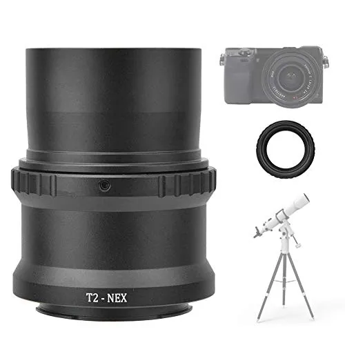 VBESTLIFE Adattatore per Obiettivo per Telecamera telescopica T2-NEX, Obiettivo per telescopio astronomico con innesto a T da 2 Pollici per Telecamera mirrorless Sony NEX