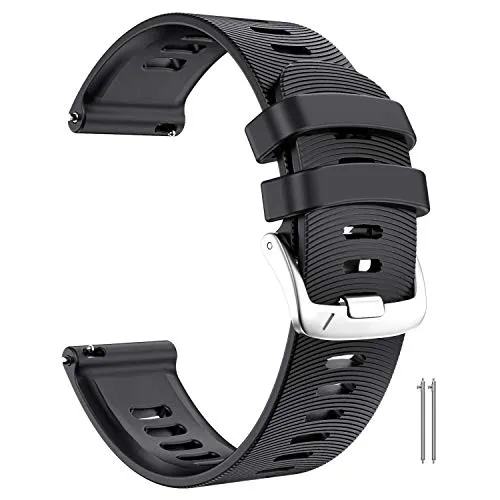 ANBEST Compatibile con Garmin Vivoactive 3/Forerunner 245/645/Vivomove HR Cinturino, 20mm Sgancio Rapido Bracciale di Ricambio per Galaxy Watch 42mm/Gear Sport, Nero