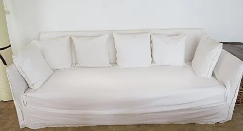Gervasoni Ghost 12 - Divano in tessuto beige effetto pietra lavata Panna INCL. 2 cuscini 50 x 50 cm, colore: beige 4 cuscini 60 x 60 beige