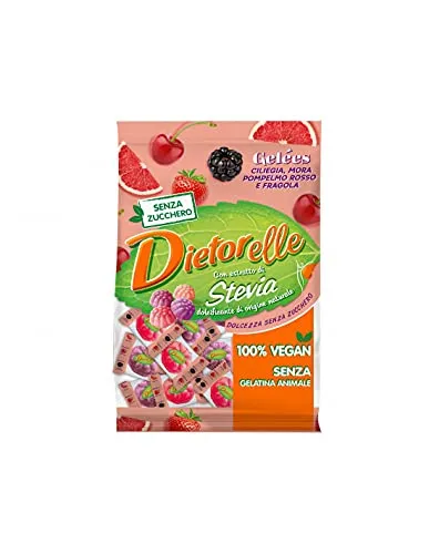 Dietorelle - Caramelle Gelèes Vegan Mix, Senza Zucchero e Senza Gelatina Animale - Sacchetto da 140 gr