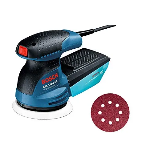 Bosch Professional 0601387501 Levigatrice Roto Orbitale GEX 125-1 AE, Platorello da 125 mm, 250 W, 240 V, Blu