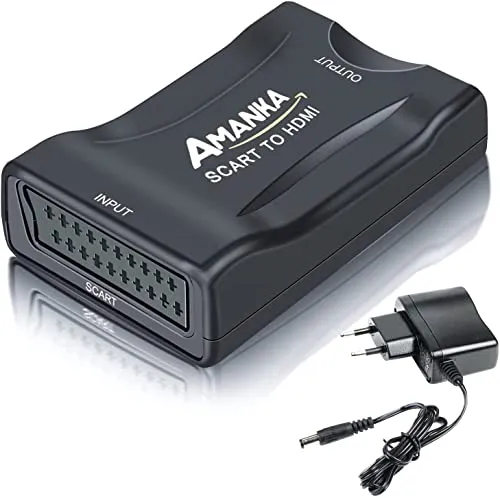 AMANKA Convertitore SCART a HDMI Adattatore Audio Stereo HD Video Composito per SKY HD Blu Ray DVD TV PS3(NON CONVERTE IL SEGNALE DA HDMI a SCART)