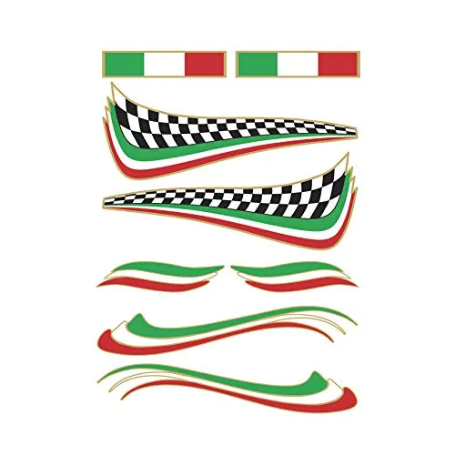 Adesivo Bandiera Italiana - kit 8 pezzi - Stickers decalcomania in pvc adesivo per esterno ideale per Casco, Monopattino, Tuning Auto, Segway, Bici, Bike, Hoverboard