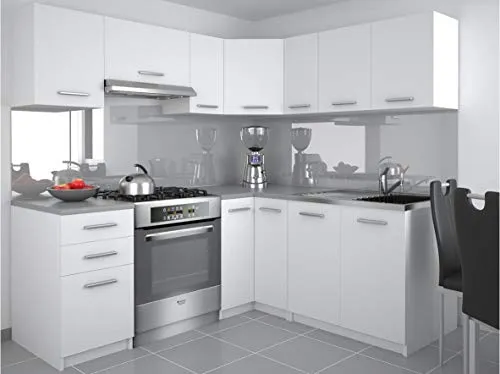 DARCIA | Cucina completa angolare L 300 cm 9 pz | Piano di lavoro INCLUSO | Set di mobili da cucina