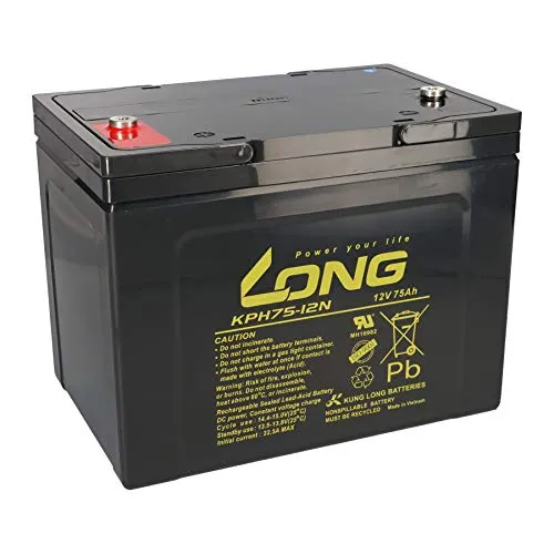 Batteria AGM 12 V 75 Ah KPH75 – 12N M6 batteria al piombo non necessita di manutenzione compatibile MP75 – 12C, REC80 – 12I, M75 – 12 12LC-75 – 12NE, 75 Ah, 77 Ah, 80 Ah