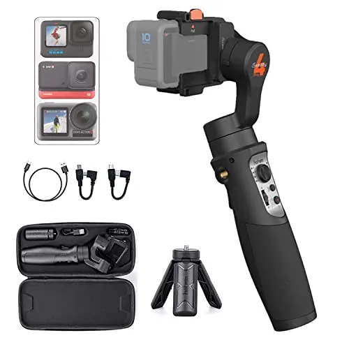 Hohem iSteady Pro 4 Fotocamera d'azione Gimbal 3-Asse Stabilizzatore antispruzzo per GoPro Hero 11/10/9/8/7/6/5/4/3,DJI OSMO Action,Insta360 ONE R,Sony RX0,Montaggio rapido,14 ore di autonomia