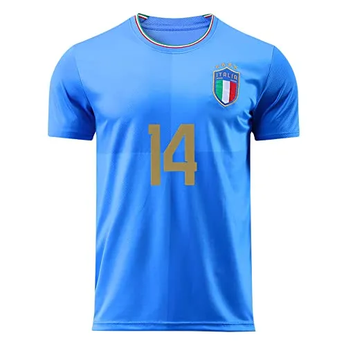 TOBILE 2022 Italia Maglia da Calcio, Bambino Adulto Maschio Italia Squadra Nazionale Calcio Maglia, T-Shirt Maglietta da Calcio (Bambino 28(150-155cm), 14 Chiesa)