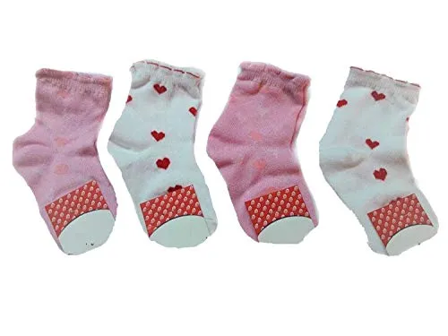 calzini 4 paia bambina Maferino tg. 3 21/22 scarpa colori rosa e bianco e rosso corti cotone elastico