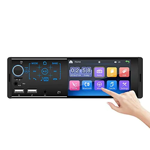 1 Din autoradio MP5 lettore stereo da 4,1 pollici Touch Screen Dual USB/Bluetooth/AUX/SD/FM / 1080P Video/Mirror Link