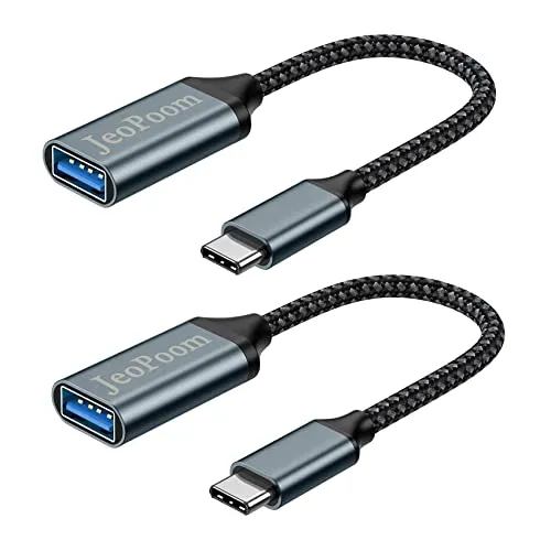 JeoPoom Adattatore USB C a USB 3.0[Confezione da 2], Adattatore da USB C Maschio a USB A Femmina, Adattatore OTG USB Tipo C, Adattatore OTG USB Tipo C per Galaxy Note 8/S8/S9, Pixel, Nexus e altro