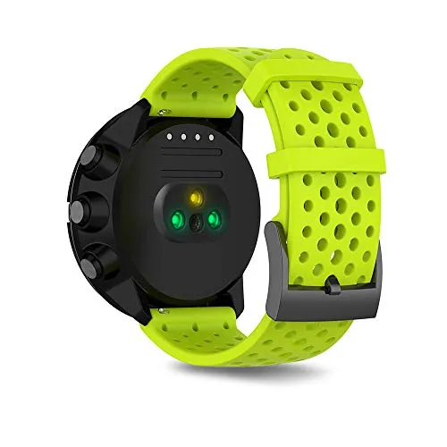 SeaFicco 24mm Cinturini di Ricambio Silicone Cinturino dell'orologio a Sgancio Rapido Compatibile con Suunto 9 /Suunto 9 Baro/Suunto 7 /Suunto D5 /Suunto Spartan Sport Wrist HR Baro (L, Lime)