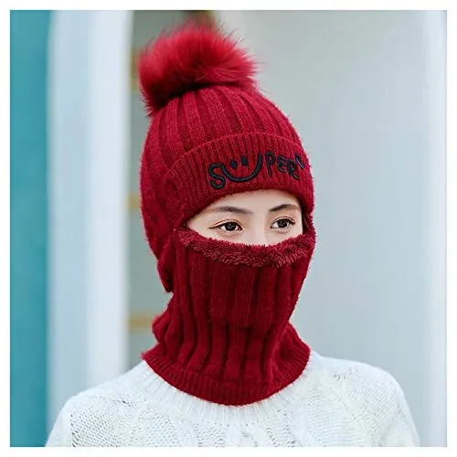 BOROAO Cappello Invernale Femminile Coreano Selvatici Maschere Vento Freddo Giro più Protezione della Testa del Manicotto della Protezione dell'orecchio di Velluto di Spessore,E