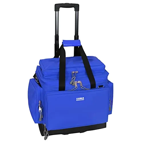 GIMA - Borsa Smart Trolley, in Poliestere Impermeabile, Resistente, Scomparti Regolabili, Tasche Esterne, Divisori Interni, Borsetta Removibile, Fondo in Gomma Impermeabile, Colore Blu, 56x32,5x49 cm