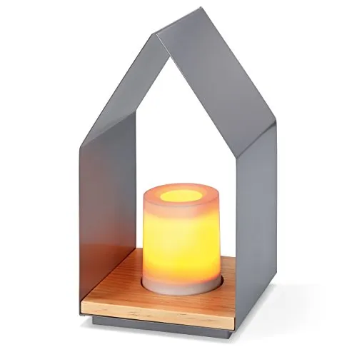 Lampada decorativa a batteria"Leni" – 5 ore. Eotec 202004 - Candela in plastica con timer, luce tremolante, 15 x 15 x 30 cm, luce decorativa per interni, a batteria