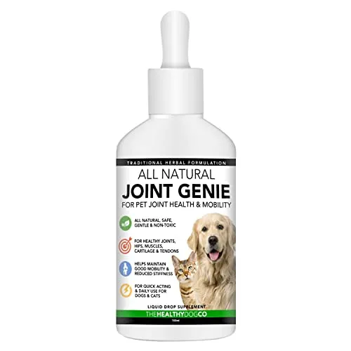 The Healthy Dog Co Genio Articolazioni Cane - Integratore Cani Liquido - Estratto di Artiglio del Diavolo, Salvia, Curcuma, Radice di Zenzero, Rosa Canina, Liquirizia, Caienna - Articolazioni e Anca