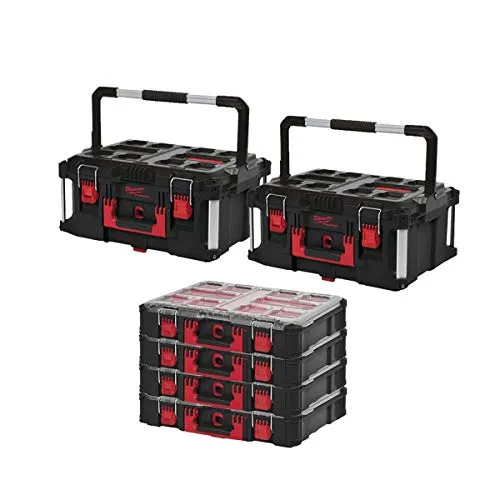 MILWAUKEE PACKOUT 2 Valigette da trasporto 62L Dimensione 3-4 Organizzatori 10 rack di spessore