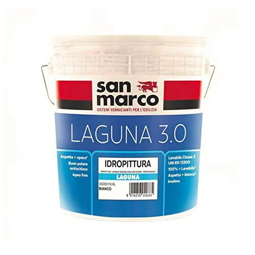 san marco LAGUNA 3.0 idropittura lavabile INODORE per interni, colore bianco, lt 14