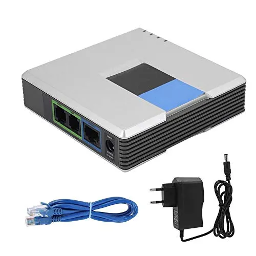 Tarente VoIP Internet Phone Adapter 2 Porte Sip Cavo RJ45 for Linksys PAP2T UE Plug 100-240V