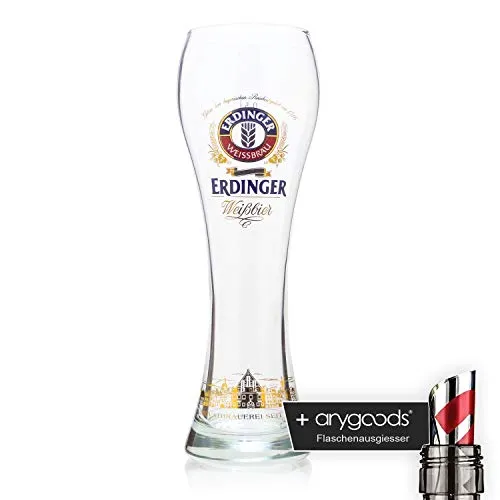 erdinger Città Silhouette bicchiere da birra in vetro 0,5l/Occhiali, marca vetro, bicchiere da birra + Bottiglia per vino