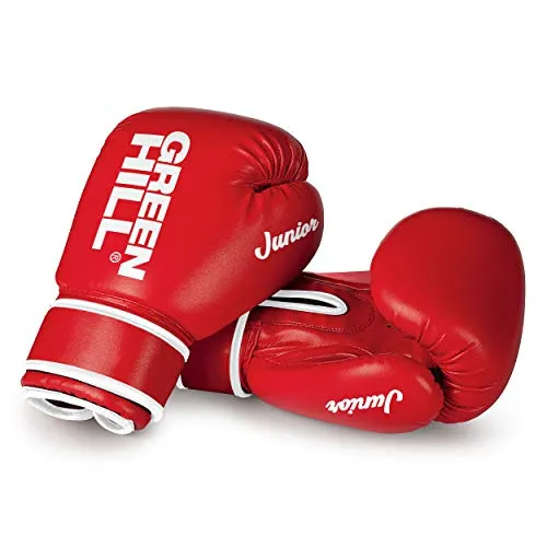 GREEN HILL Guanti Boxe Bambino Junior GUANTONI Pugilato Kick Boxing Bimbo (Rosso, 8 oz)