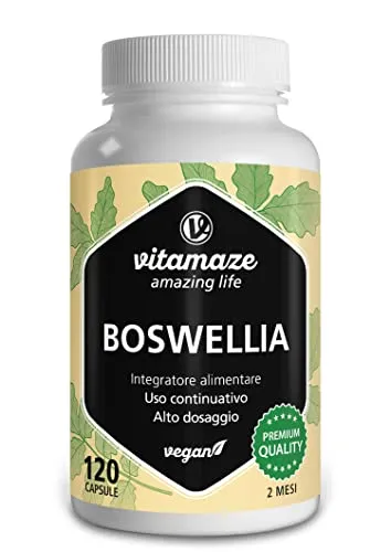 Vitamaze® Boswellia Serrata 9000 mg (10:1) Integratore Vegano, 120 Capsule, 900 mg di Estratto per Dose Giornaliera, 85% di Acido Boswellia, 100% di Naturale Boswelia Serrata Indiana, Qualità Tedesca.