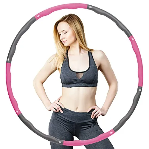 Hula Hoop Adulto Hula Hoop Appesantito Staccabile 8 Sezione Sport Esercizio Fitness Hoola Hoop 1,2 Kg per Perdita di Peso, Massaggio (rosa)